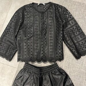 Faux leather eyelid top with matching short